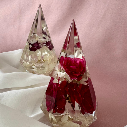 Ansicht Ringhalter aus Resin(Epoxidharz) mit konservierten Blumen